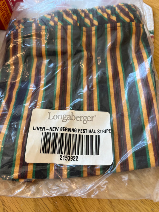 Longaberger new serving tray liner in festival stripe/Kwanzaa