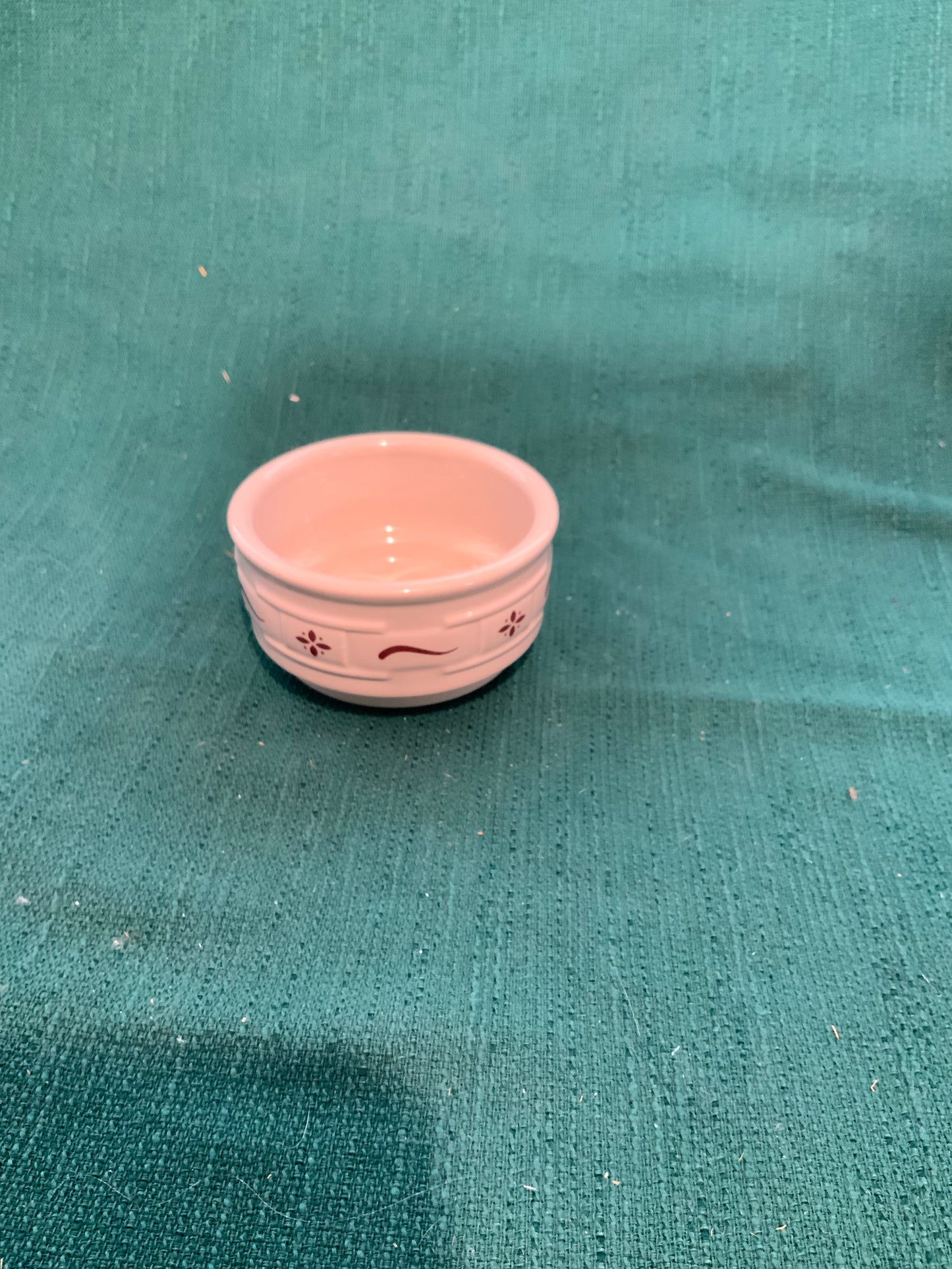 Longaberger stackable custard bowl in traditional red