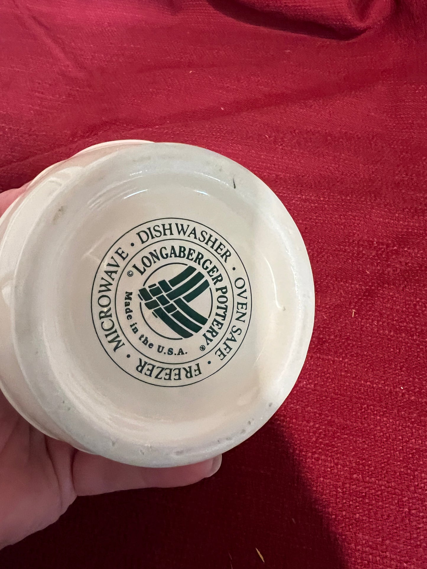 Longaberger sugar bowl in heritage green