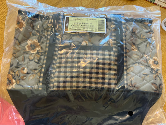 Longaberger small khaki floral & check quilted bag (may not be in original bag)