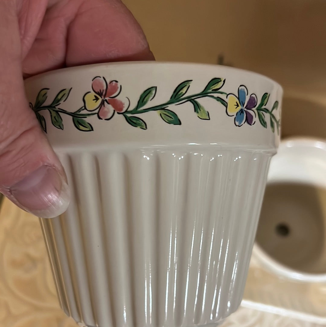 Longaberger early blossoms flower pot set