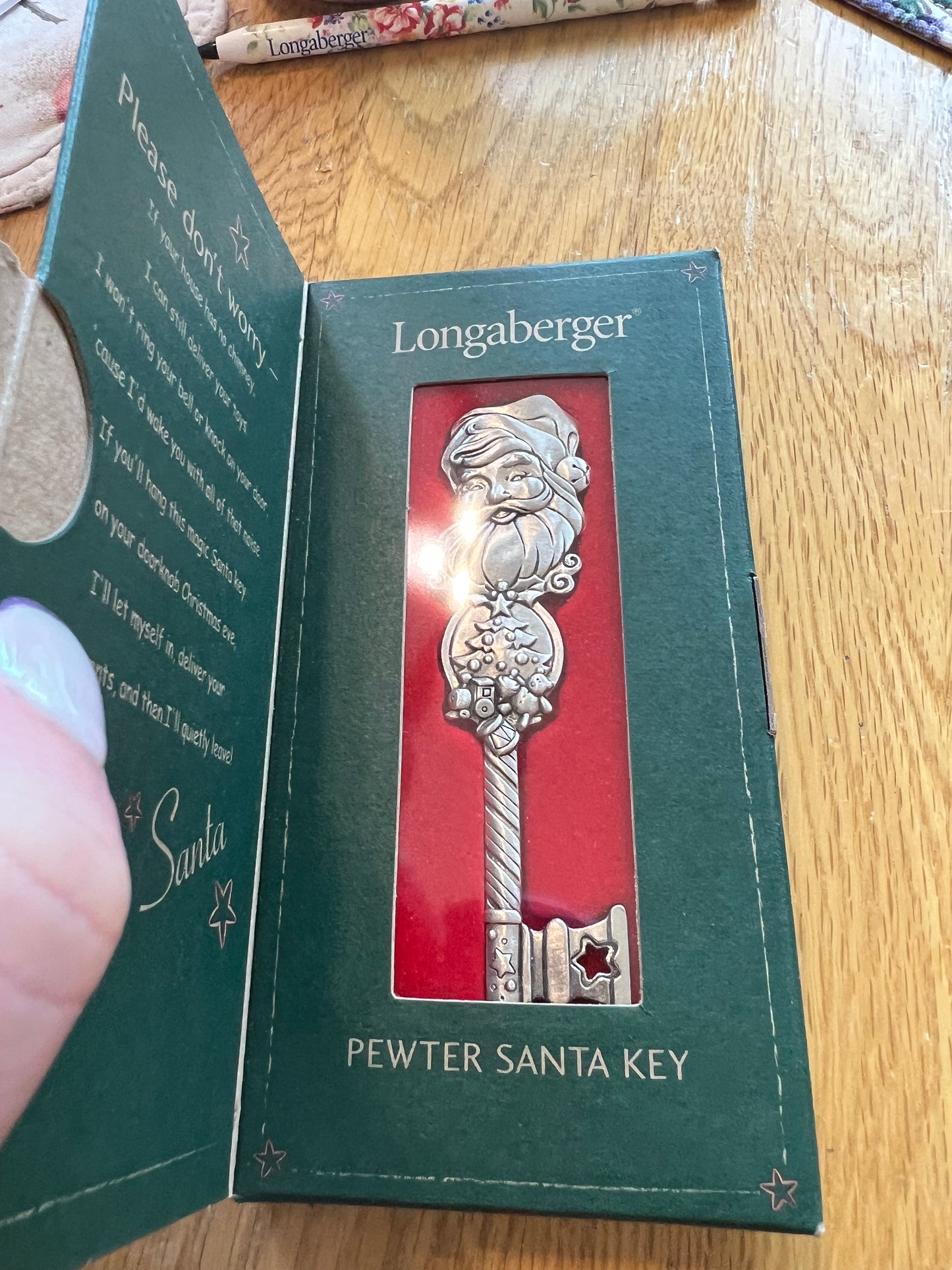 Longaberger pewter Santa key