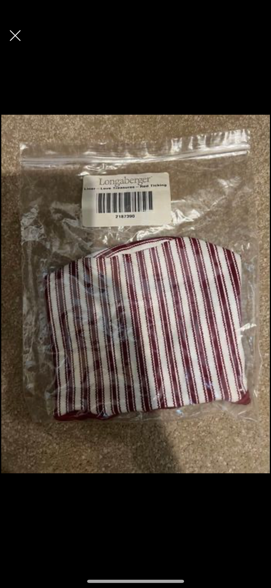 Longaberger love treasures liner in red tick