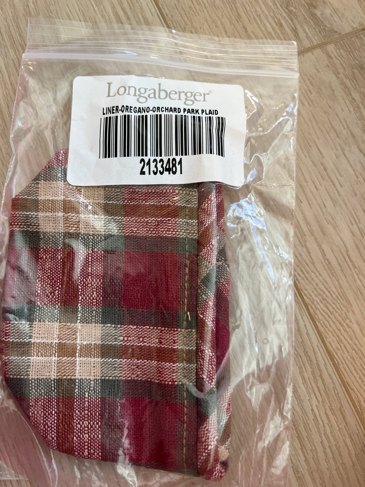 Longaberger oregano liner in orchard park plaid