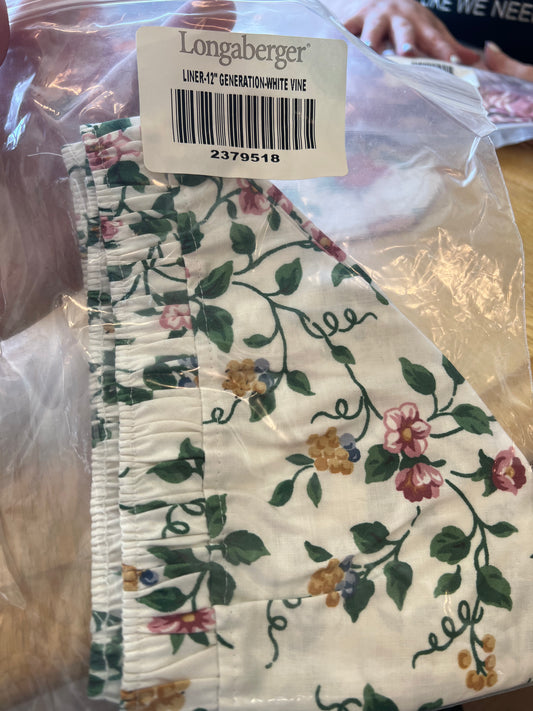 Longaberger 12” generations liner in white vine