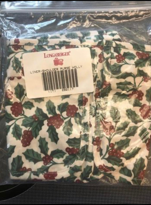 Longaberger shoulder purse liner in traditional Holly