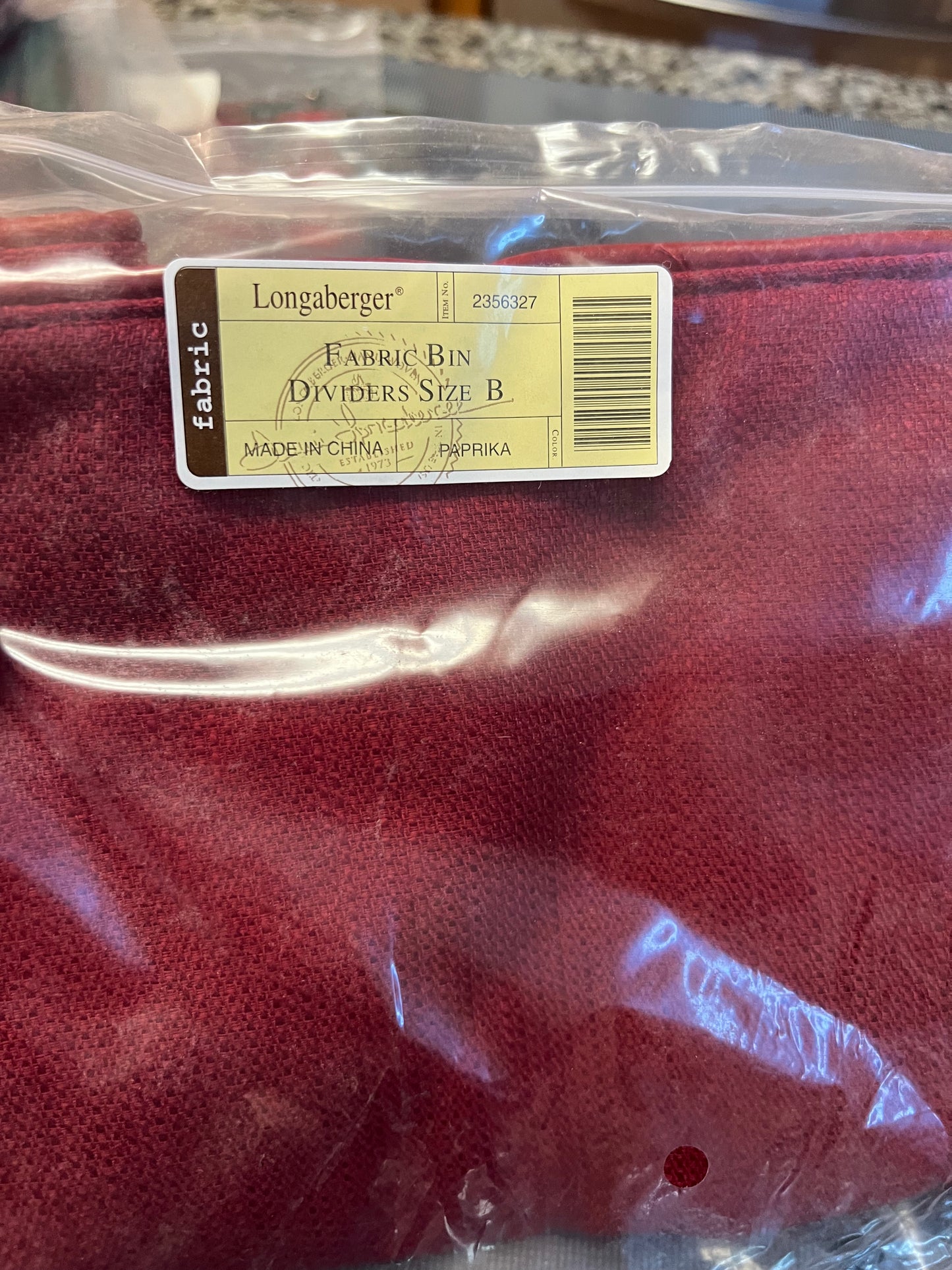 Longaberger fabric bin dividers size b in paprika