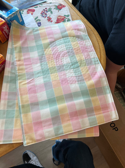 Longaberger set of placemats in pastel plaid